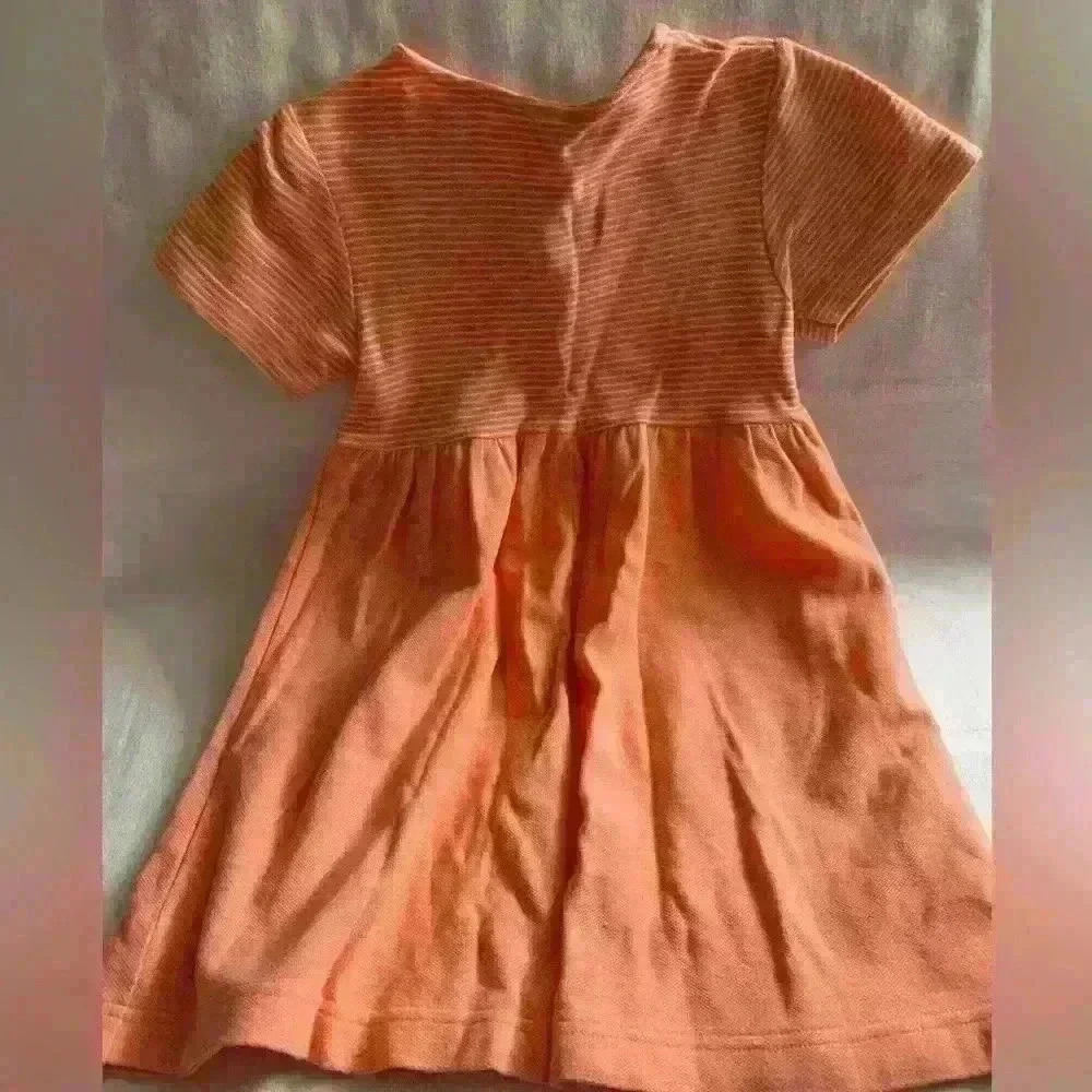 Coral Short Sleeve, Embroidered Front Pocket Dress, 6X
